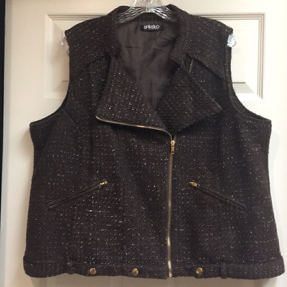 SPIRITED BROWN MOTO VEST 